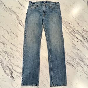 Men's Arizona Lightly Distressed Ripped Light Wash Jeans 31X32 Flex Straight Fit